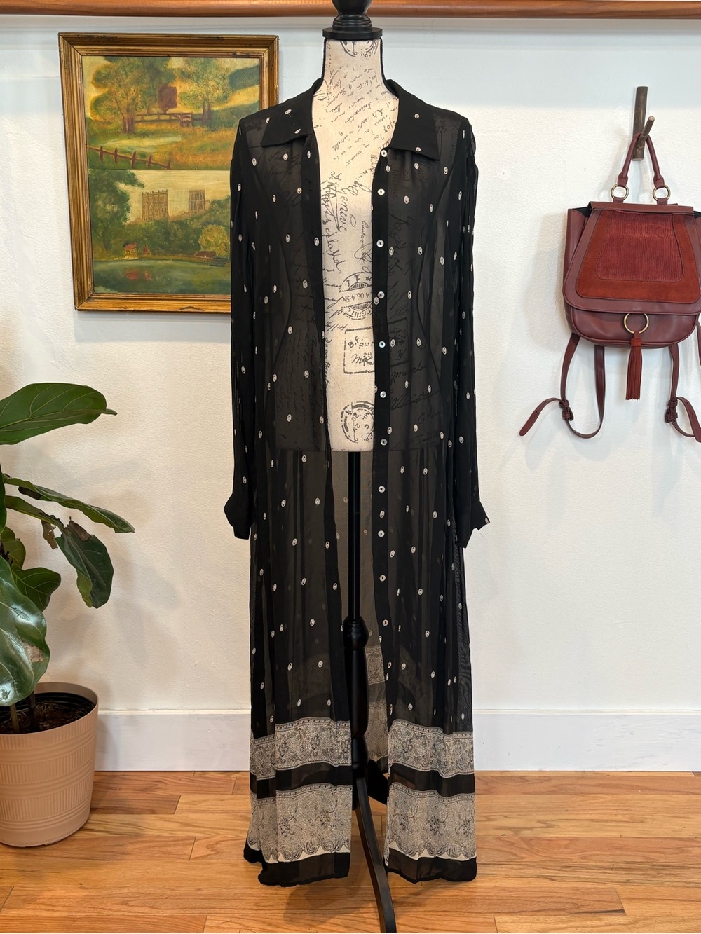Vintage August Max Woman Sheer Duster Maxi Kimono USA